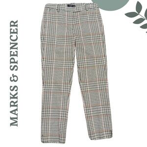 Marks & Spencer “The Mia” Slim Plaid Dress Pants Black Cream Pink Brown Size 10